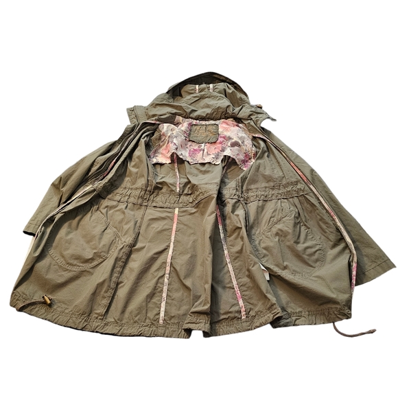 Denim Co. Hooded Lightweight Jacket Utility Pockets Green Women's Size 10 - Picture 10 of 16